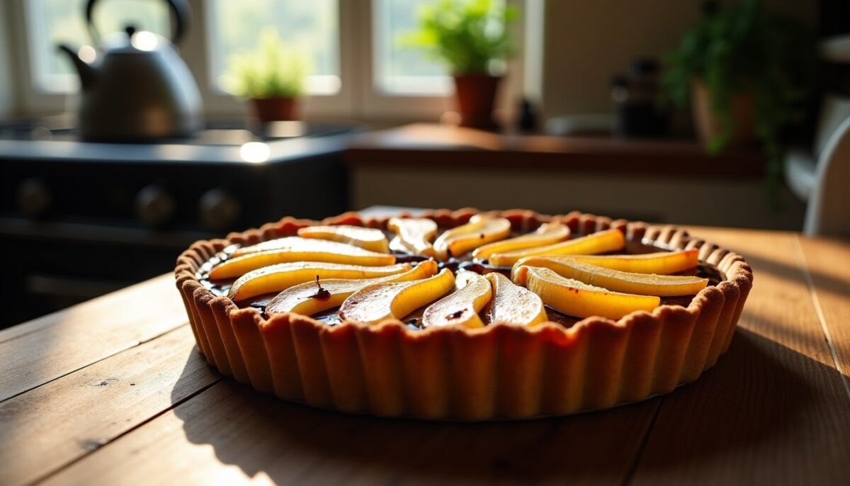 Délice chocolaté et poires fondantes : une tarte maison simple et savoureuse