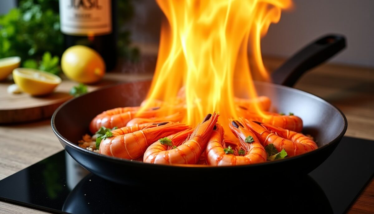 Gambas au pastis flambées : une recette rapide et savoureuse