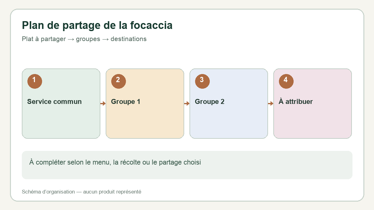 Focaccia à partager : prévoir des parts de tailles différentes